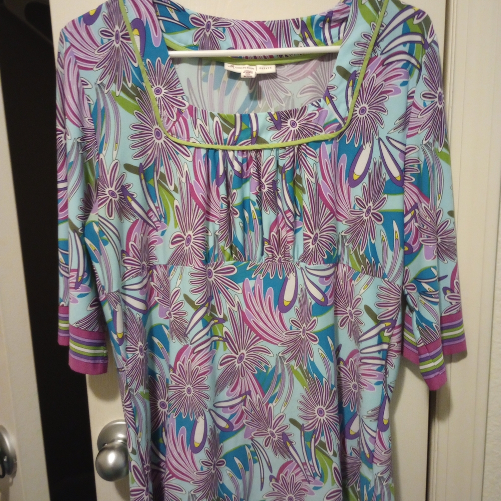 JM Collection Multicolor Floral Tunic Blouse